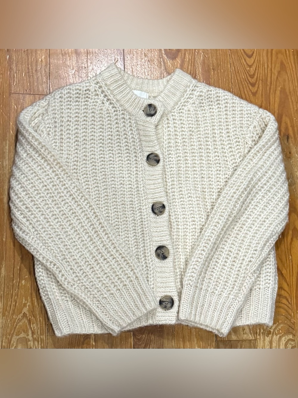 H&M Cream Chunky Knit Button-Front Cardigan